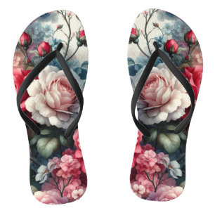Timeless Rose Floral Charm Flip Flops