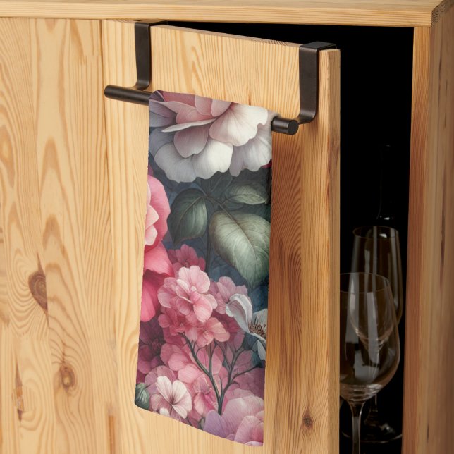 Timeless Rose Floral Charm Kitchen Towel (Thirds Fold)
