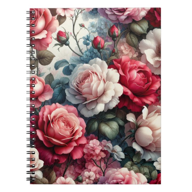 Timeless Rose Floral Charm Notebook (Front)