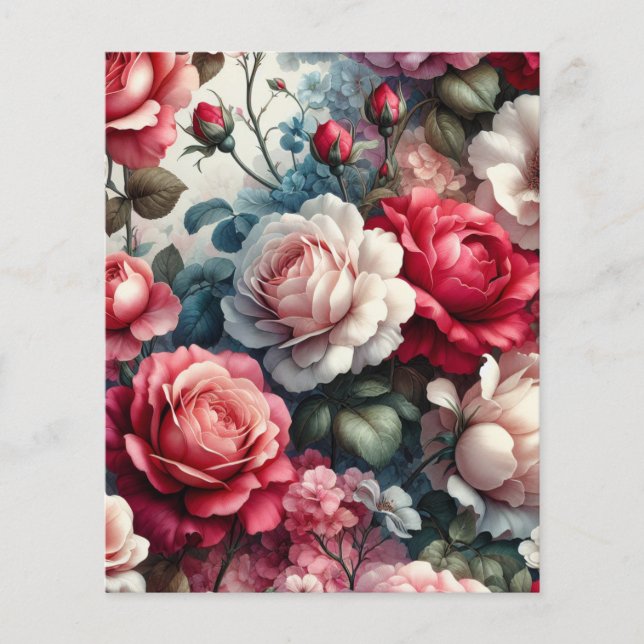Timeless Rose Floral Charm Paper Sheet (Front)