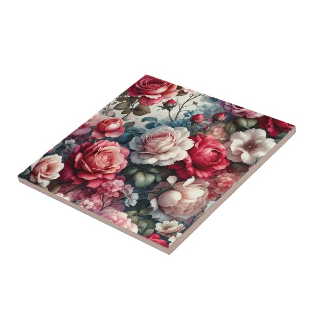 Timeless Rose Floral Charm Tile (Side)