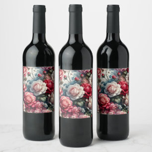 Timeless Rose Floral Charm Wine Label
