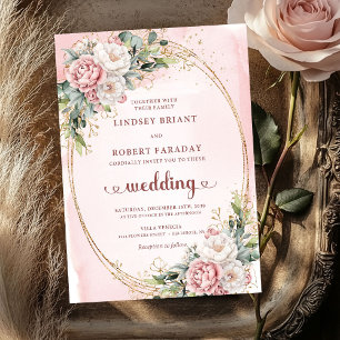 Timeless Rose Gold Blush Greenery Wedding Invites