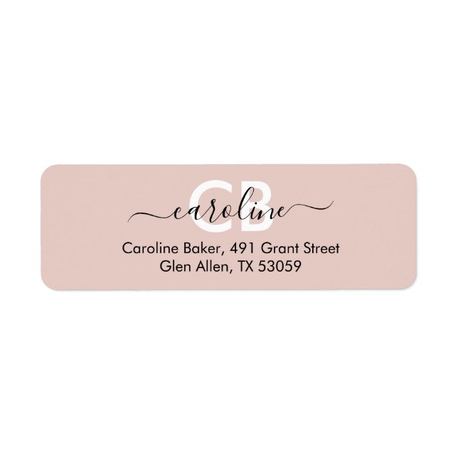 Timeless -- Rosy Beige Monogram Address Label (Front)