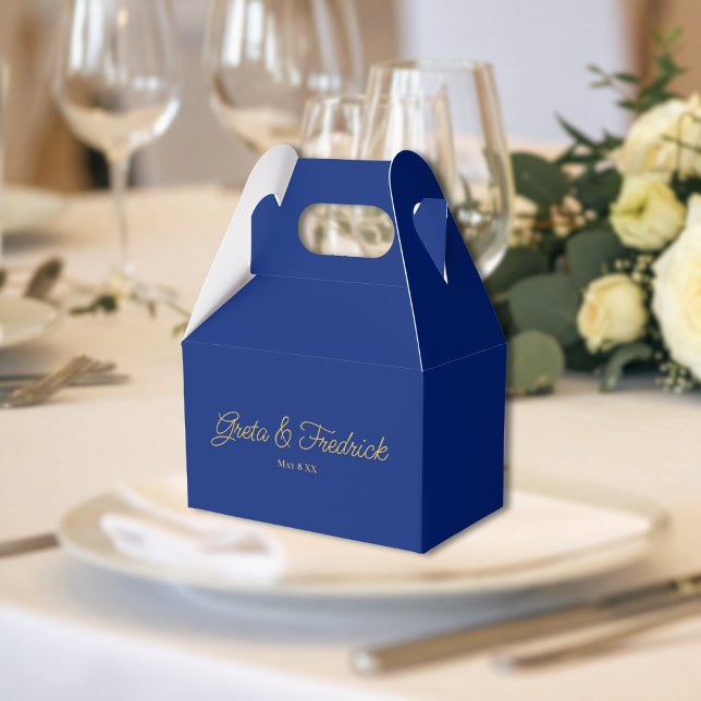 Timeless Royal Blue and Gold Wedding Favor Box (Creator Uploaded)