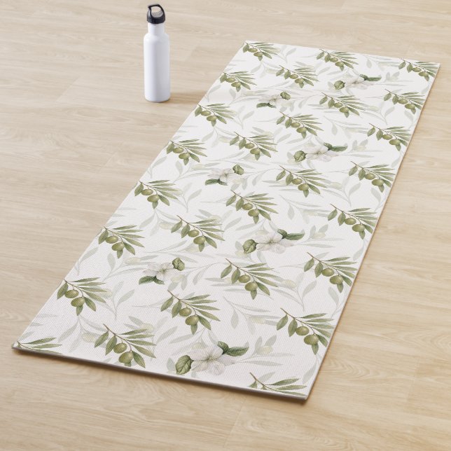 Timeless Sage Olive Wataercolor Chic  Yoga Mat (In Situ)