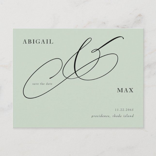 Timeless Sage Square Wedding Save the Date Postcard (Front)