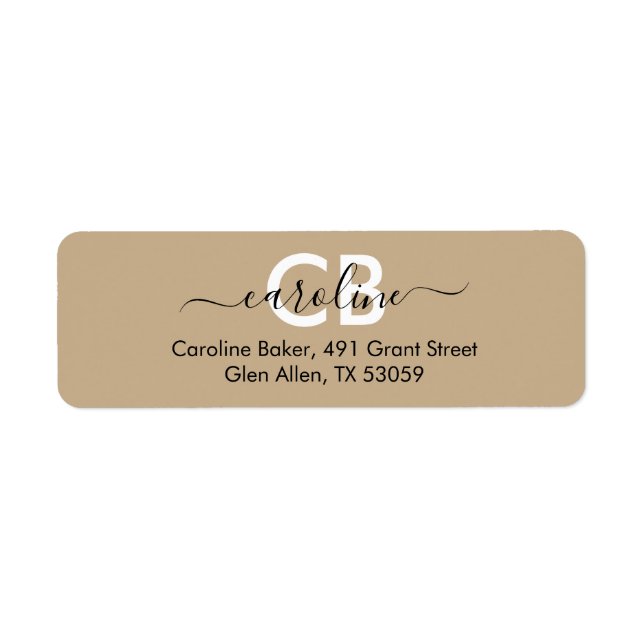 Timeless - Sand Beige Monogram Address Label (Front)