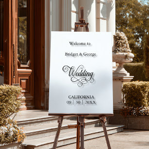 Timeless Script Black and White Wedding Welcome Acrylic Sign