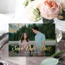Timeless Script FOIL Wedding Save The Date Card