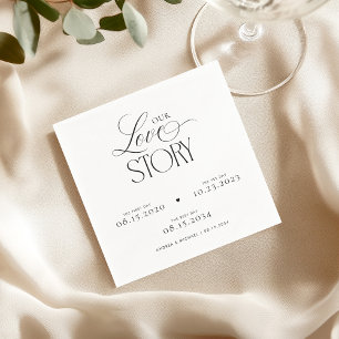 Timeless Script Our Love Story Wedding Engagement Napkin