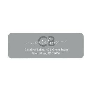 Timeless - Silver Grey Monogram Address Label