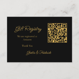 Timeless Simple Black and Gold Wedding Registry  Enclosure Card