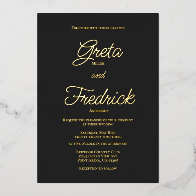 Timeless Simple Elegance Gold Matte Black Wedding (Front)