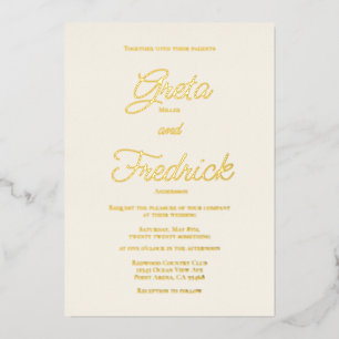 Timeless Simple Elegance Gold Script Cream Wedding