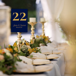 Timeless Simple Elegance Navy Blue Gold Wedding Table Number