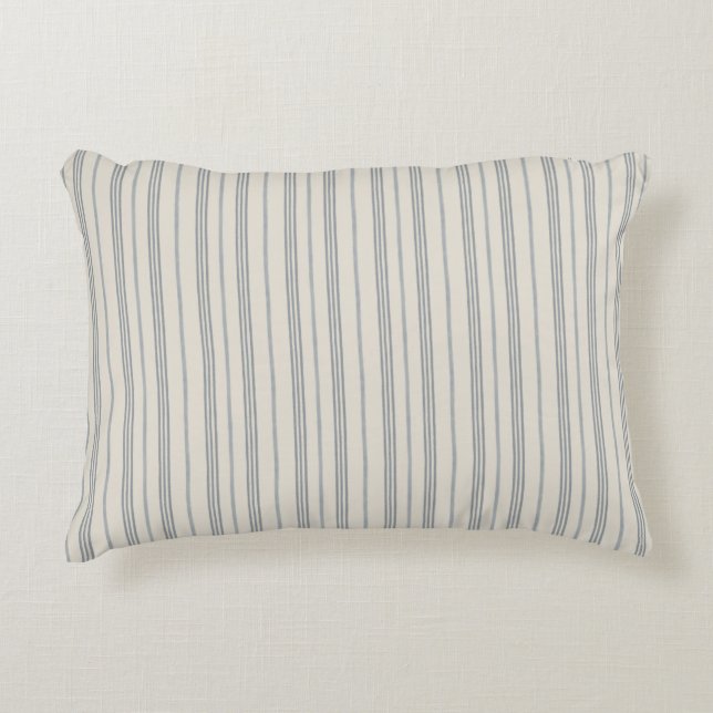 Timeless Slate Blue Painterly Stripe Pattern Accent Pillow (Front)
