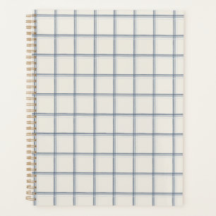 Timeless Slate Blue Windowpane Plaid Pattern Planner