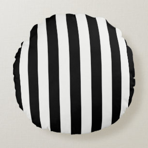 Timeless Stripes Black & White Round Pillow