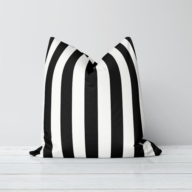 Timeless Stripes Black & White Throw Pillow (Creator Uploaded)