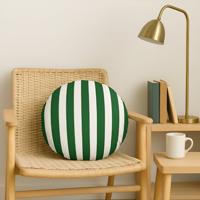 Timeless Stripes Green Round Pillow (Creator Uploaded)