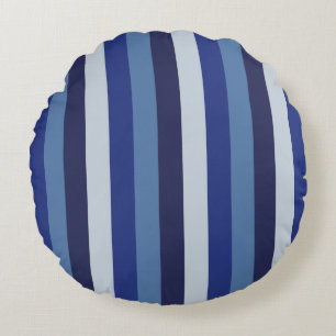 Timeless Stripes Navy Blue Round Pillow