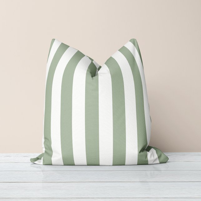 Timeless Stripes Sage Green Throw Pillow (Creator Uploaded)