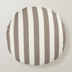 Timeless Stripes Taupe Cream Round Pillow