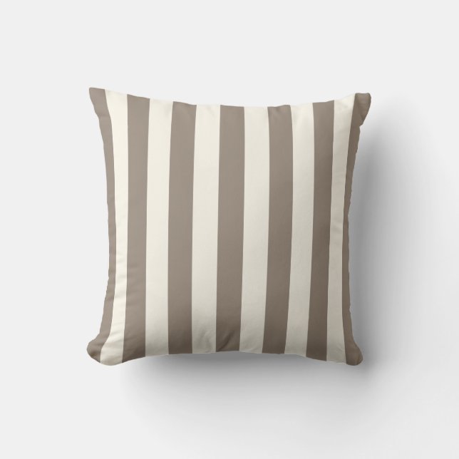 Timeless Stripes Taupe Cream Throw Pillow (Front)