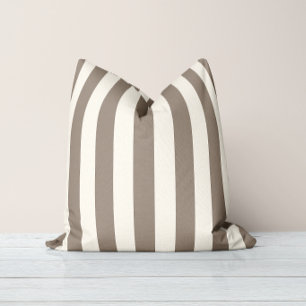 Timeless Stripes Taupe Cream Throw Pillow