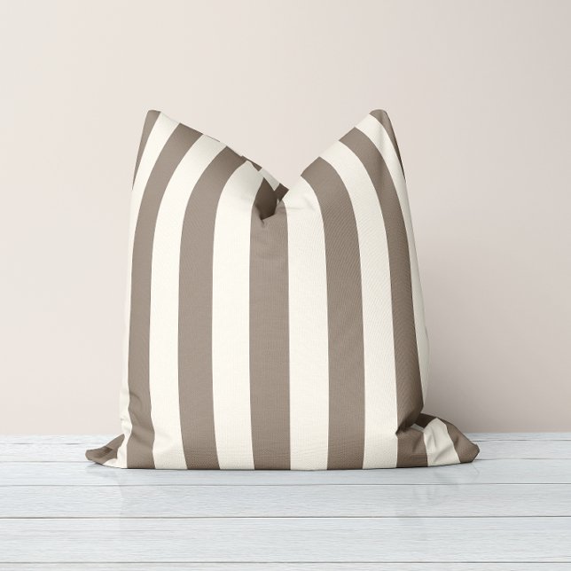 Timeless Stripes Taupe Cream Throw Pillow (Creator Uploaded)