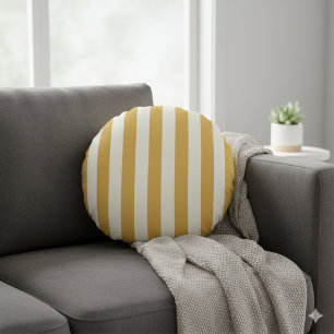 Timeless Stripes Yellow Mustard Round Pillow