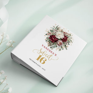 Timeless Sweet Sixteen Blush Burgundy Floral Ring Binder