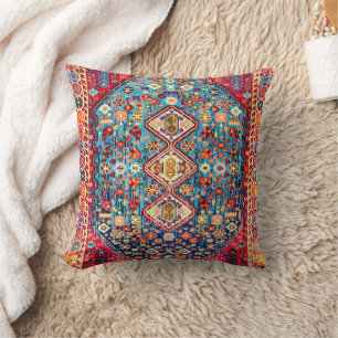 Timeless Tapestry: Colorful Moroccan Heritage Throw Pillow