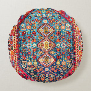 Timeless Tapestry: Colourful Moroccan Heritage  Round Pillow