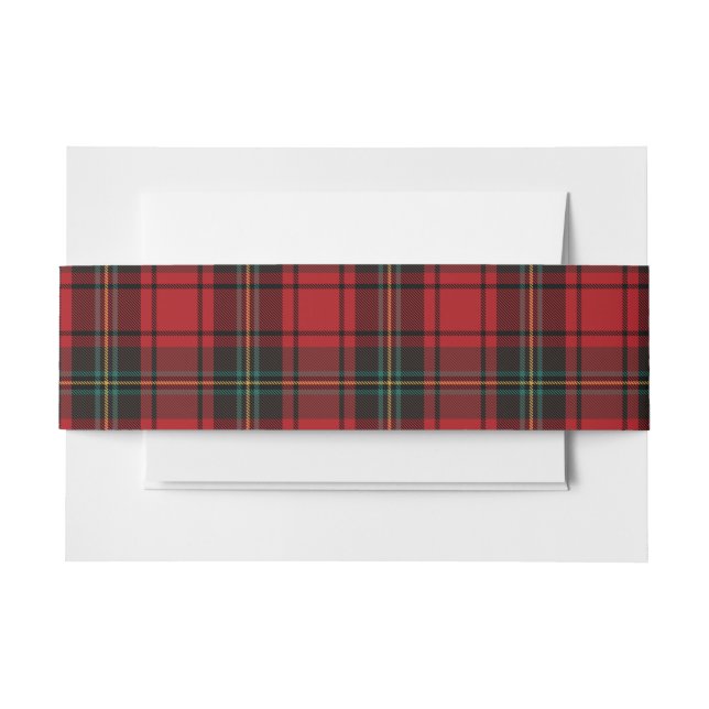 Timeless Tartan Plaid Red Black Ralph Christmas Invitation Belly Band (Front Example)