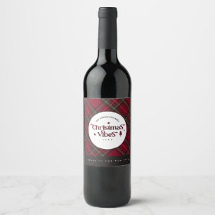 Timeless Tartan Plaid Vintage Christmas Vibes Wine Label