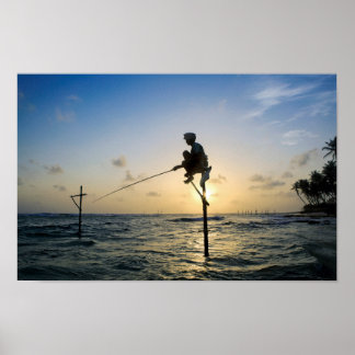 Timeless Tradition: Sri Lanka Stilt Fisherman Poster