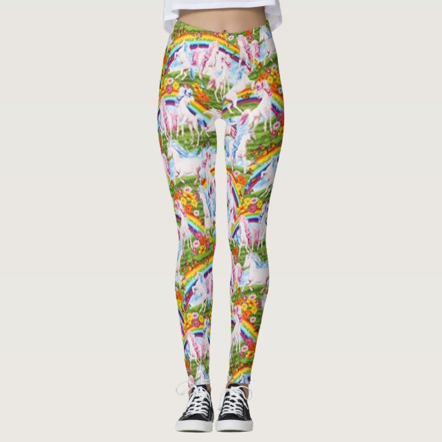 Timeless Treasures Rainbows And Unicorns Leggings (Front)
