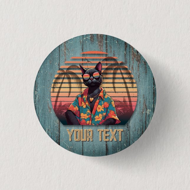 Timeless Tropical Cat Attitude 1 Inch Round Button (Front)