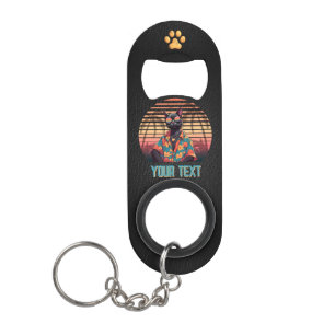 Timeless Tropical Cat Attitude Keychain Bottle Opener