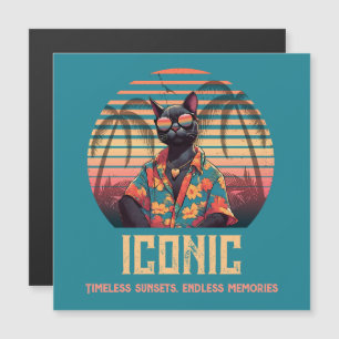 Timeless Tropical Cat Attitude Magnetic Card