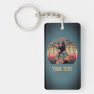 Timeless Tropical Cat Attitude Vintage Style Keychain
