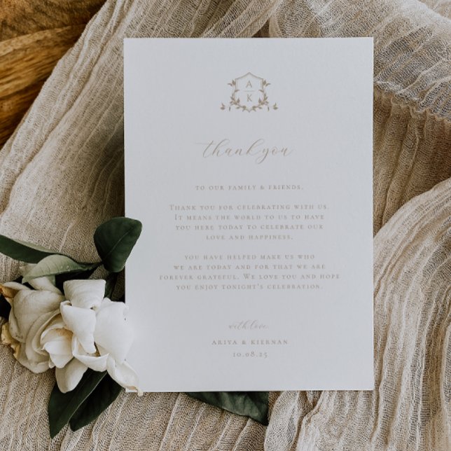 Timeless Vines Crest Reception Thank You Card (Creator Uploaded)