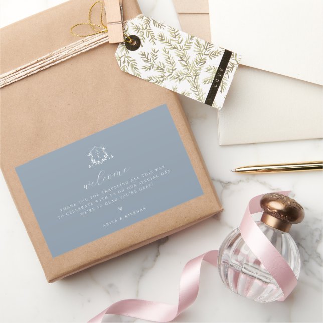 Timeless Vines Crest Welcome Bag Dusty Blue Sticker (Gifting)