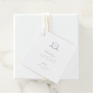 Timeless Vines Dusty Blue Crest Wedding Monogram Favour Tags
