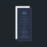 Timeless Vines Monogram Crest Navy Blue Program<br><div class="desc">Elegant greenery adorned crest,  wedding program hand fans. Modern and timeless monogram wedding crest with trendy minimalist typography template.</div>