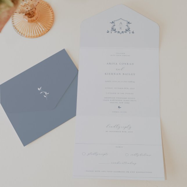 Timeless Vines Monogram Wedding Crest All In One Invitation (Creator Uploaded)