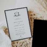 Timeless Vines Monogram Wedding Crest Invitation<br><div class="desc">Elegant greenery adorned crest,  wedding invitation. Modern and timeless monogram wedding crest in black with trendy minimalist typography template and coordinating black frame border.</div>