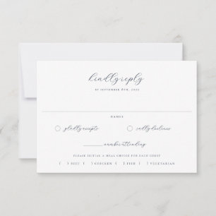 Timeless Vines Navy Crest Meal Choice RSVP Card